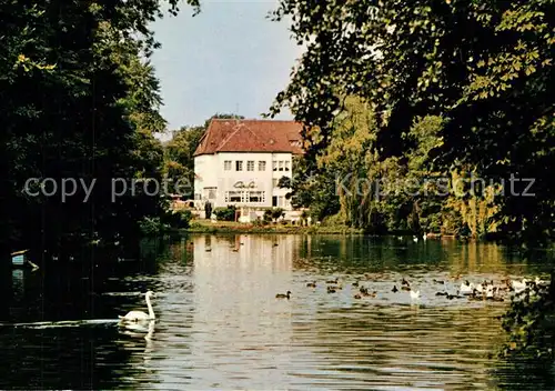 AK / Ansichtskarte Bad_Oeynhausen Sielterrassen und Weiher in den Sielanlagen Bad_Oeynhausen