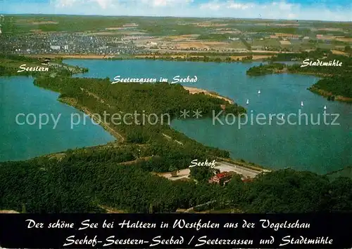 AK / Ansichtskarte Haltern_See Fliegeraufnahme mit Seehof Seestern Seebad Seeterrassen und Stadmuehle Haltern See