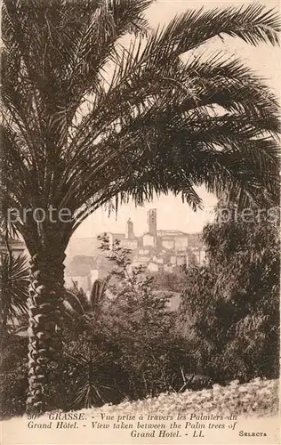 AK / Ansichtskarte Grasse_Alpes_Maritimes Vue prise a travers les palmiers du Grand Hotel Grasse_Alpes_Maritimes