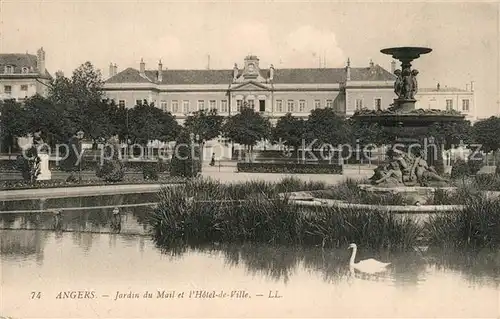 Angers Jardin du Mail Hotel de Ville Fontaine Etang Angers