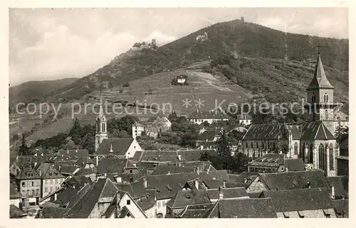 Ribeauville_Haut_Rhin_Elsass Ortsansicht mit Kirche Ribeauville_Haut