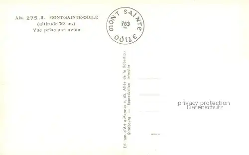 Mont Sainte Odile_Mont Ste Odile Couvent vue prise par avion Mont Sainte Odile