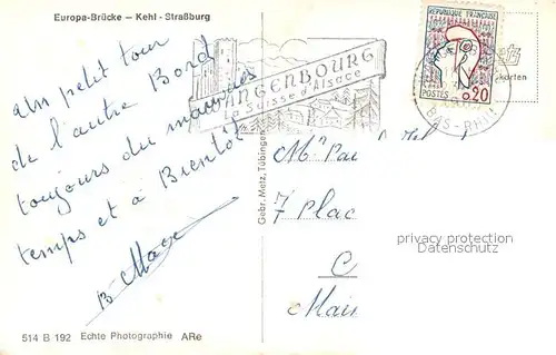 Kehl_Rhein Europa Bruecke Blick nach Strassburg Kehl_Rhein