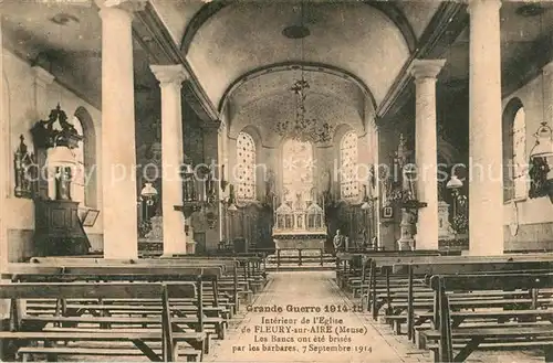 Fleury sur Aire Interieur de l Eglise Grande Guerre 1. Weltkrieg 