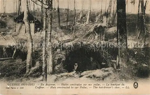 Argonnen_Region WK1 Huttes construites par nos poilus La boutique du Coiffeur Argonnen Region
