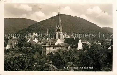 AK / Ansichtskarte Bad_Harzburg Ansicht mit Kirche Blick zum Burgberg Bad_Harzburg