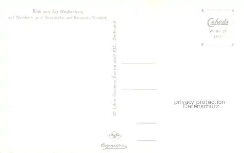 AK / Ansichtskarte Weinheim_Bergstrasse Panorama Blick von der Wachenburg Burgruine Windeck Weinheim_Bergstrasse