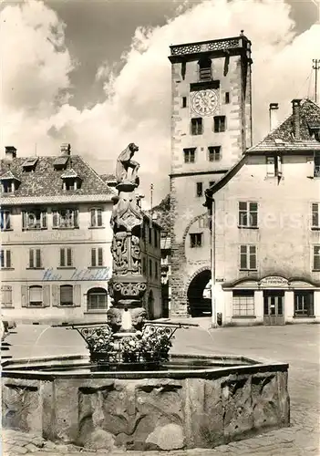 AK / Ansichtskarte Ribeauville_Haut_Rhin_Elsass Vieille fontaine et la Tour des Bouchers Ribeauville_Haut