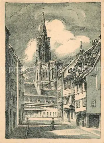 AK / Ansichtskarte Strasbourg_Alsace Vue sur l ancienne douane et la Cathedrale Strasbourg Alsace