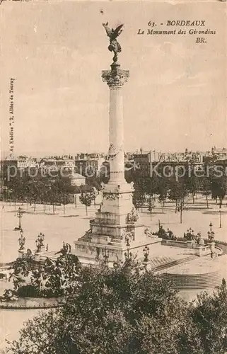 AK / Ansichtskarte Bordeaux Le Monument des Girondins Bordeaux