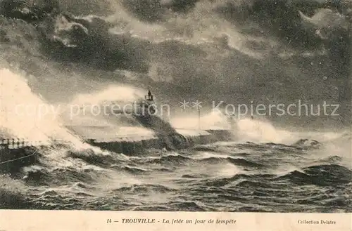 AK / Ansichtskarte Trouville sur Mer La jetee un jour de tempete Trouville sur Mer