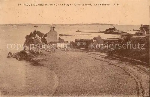 AK / Ansichtskarte Ploubazlanec La Plage Dans le fond lIle de Brehat Ploubazlanec