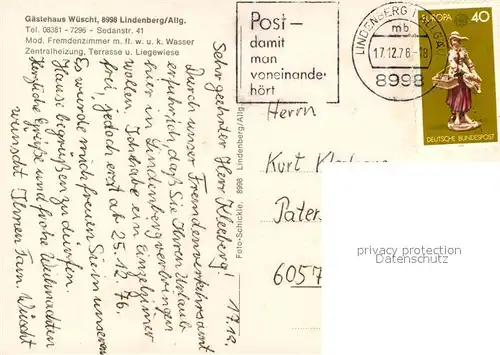 AK / Ansichtskarte Lindenberg_Allgaeu Gaestehaus Wuescht Lindenberg Allgaeu
