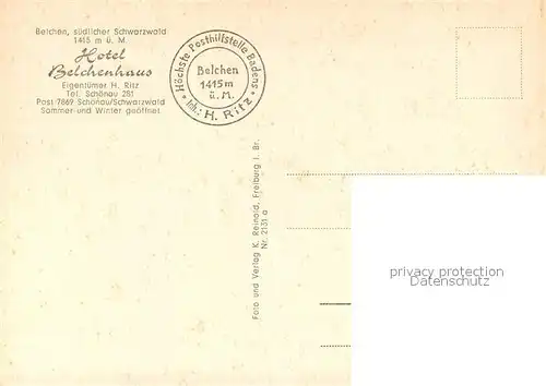 AK / Ansichtskarte Schoenau_Schwarzwald Hotel Belchenhaus Schoenau Schwarzwald