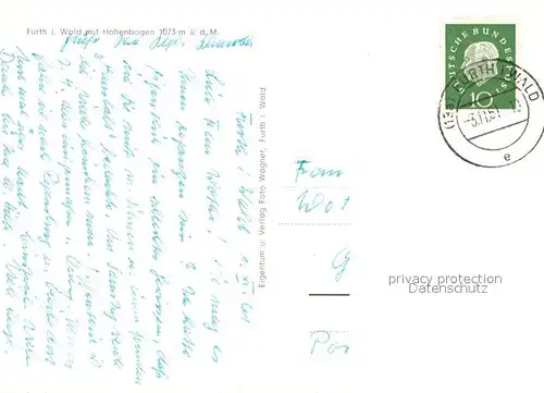 AK / Ansichtskarte Furth_Wald Panorama mit Hohenbogen Furth_Wald