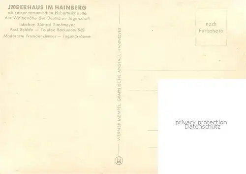 AK / Ansichtskarte Bockenem Jaegerhaus im Hainberg mit Hubertuskapelle Bockenem