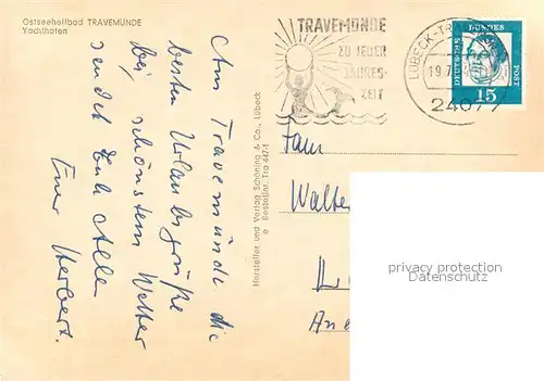 AK / Ansichtskarte Travemuende_Ostseebad Yachthafen Travemuende_Ostseebad