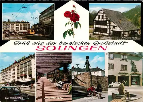 AK / Ansichtskarte Solingen Graf Wilhelm Platz Bulkhauser Kotten Botanischer Garten Kirchplatz Peter Witte Brunnen Solingen