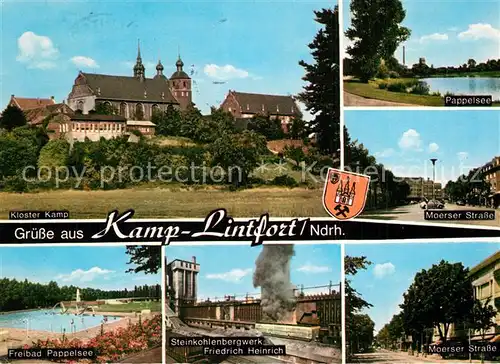 AK / Ansichtskarte Kamp Lintfort Kloster Kamp Pappelsee Moerser Strasse Freibad Pappelsee Steinkohlenbergwerk Friedrich Heinrich Kamp Lintfort