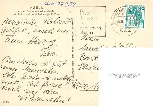AK / Ansichtskarte Inzell an der Deutschen Alpenstrasse mit Falkenstein und Reiteralpe Inzell