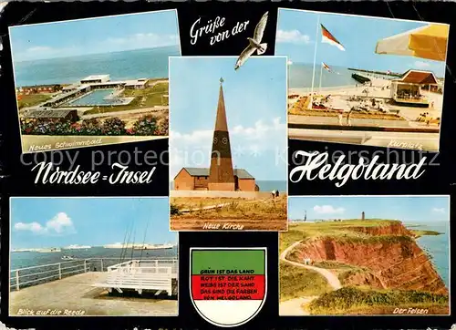 AK / Ansichtskarte Helgoland Neues Schwimmbad Kurplatz Blick auf die Reede Der Felsen Helgoland