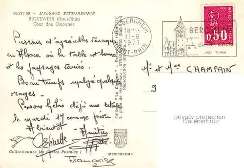 AK / Ansichtskarte Riquewihr_Haut_Rhin Cour des Cigognes Riquewihr_Haut_Rhin