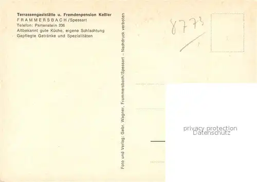 Frammersbach Terrassengaststaette Fremdenpension Kessler Frammersbach