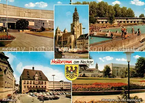 Heilbronn_Neckar Harmonie Kilianskirche Schwimmbad Rathaus Stadtgarten mit Harmonie Heilbronn Neckar