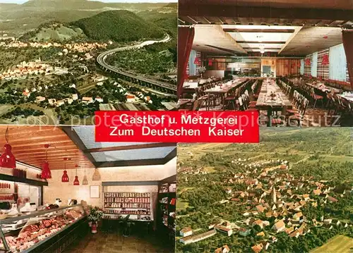 Zell_Aichelberg Gasthof Metzgerei Zum Deutschen Kaiser Gastraum Theke Fliegeraufnahme Zell Aichelberg