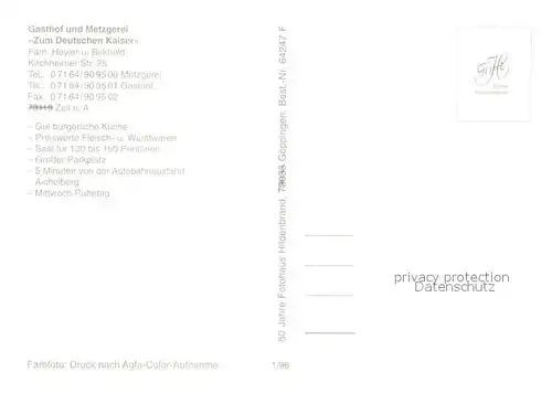 Zell_Aichelberg Gasthof Metzgerei Zum Deutschen Kaiser Gastraum Theke Fliegeraufnahme Zell Aichelberg