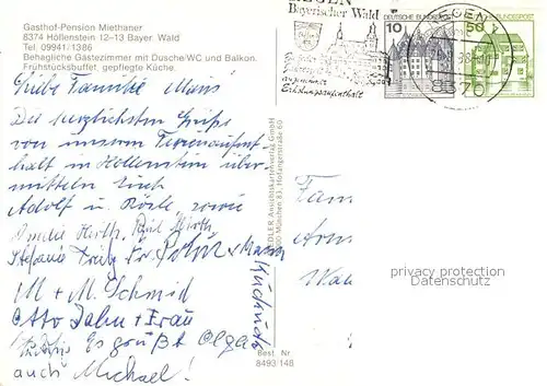 Hoellenstein_Viechtach Gasthof Pension Miethaner Speiseraum Terrasse 