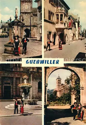 Guebwiller_Elsass Ortsmotive Brunnen Altstadt Trachten Guebwiller_Elsass