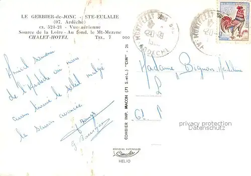 Sainte Eulalie_Ardeche Vue aerienne Source de la Loire au fond Mont Mezene Sainte Eulalie_Ardeche