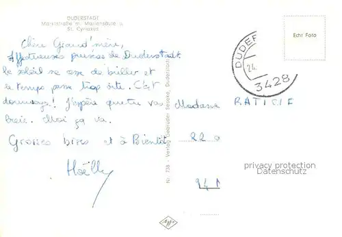 Duderstadt Marktstrasse mit Mariensaeule und Basilika St. Cyriakus Duderstadt