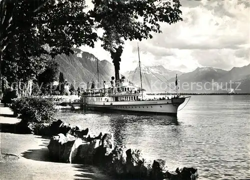 AK / Ansichtskarte Dampfer_Seitenrad Savoie Montreux Territet Dents du Midi 