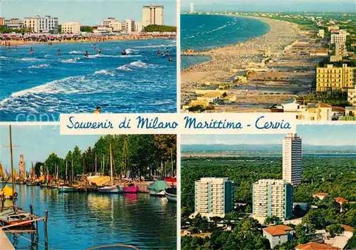 AK / Ansichtskarte Milano_Marittima Kuestenpanorama Strand Hafen Hotels Hochhaeuser Milano_Marittima