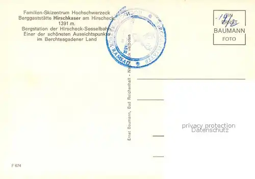 AK / Ansichtskarte Berchtesgaden Berggaststaette Hirschkaser am Hirscheck Skizentrum Hochschwarzeck Berchtesgadener Alpen Berchtesgaden