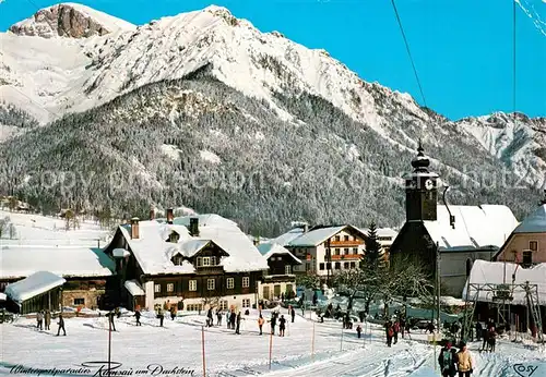 AK / Ansichtskarte Ramsau_Berchtesgaden Ortsansicht mit Kirche St. Rupert am Kulm Wintersportplatz Dachsteingebirge Ramsau Berchtesgaden