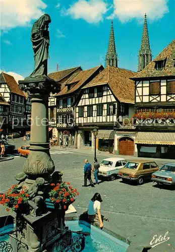 AK / Ansichtskarte Obernai_Bas_Rhin Place du Marche Fontaine Sainte Odile Obernai_Bas_Rhin