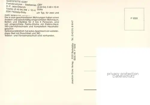 AK / Ansichtskarte Fleckeby Gaestehaus Gueby Landschaftspanorama Fleckeby