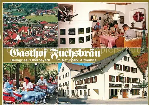 AK / Ansichtskarte Beilngries Gasthof Fuchsbraeu Restaurant Terrasse Stadtpanorama Beilngries