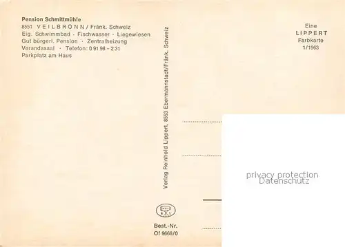 AK / Ansichtskarte Veilbronn Pension Schmittmuehle Swimming Pool Veilbronn