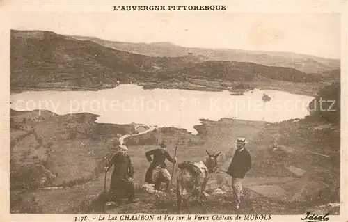 AK / Ansichtskarte Murols Panorama Lac Chambon et vue sur le vieux chateau Murols