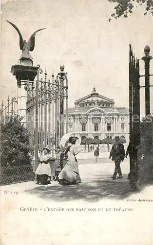 AK / Ansichtskarte Geneve_GE Entree des Bastions et le Theatre Geneve_GE
