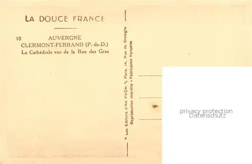 AK / Ansichtskarte Clermont Ferrand La Cathedrale vue de la Rue des Gras Clermont Ferrand