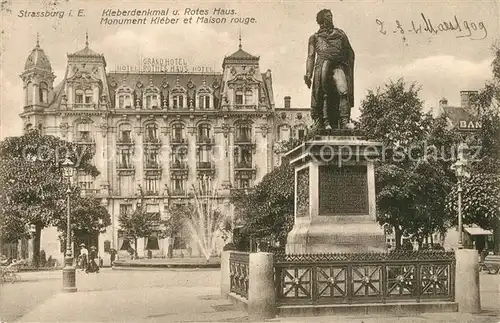 AK / Ansichtskarte Strasbourg_Alsace Kleberdenkmal und Rotes Haus Strasbourg Alsace