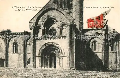 AK / Ansichtskarte Aulnay_Charente Maritime Eglise Saint Pierre de Saintonge Porte Aulnay Charente Maritime