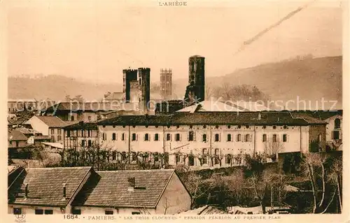 AK / Ansichtskarte Pamiers Les troix clochers Pension Fenelon au premier plan Pamiers