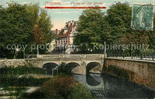 AK / Ansichtskarte Hagenau_Elsass Partie an der Moder Hagenau Elsass