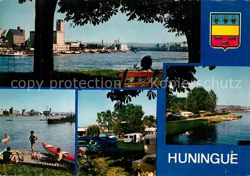 AK / Ansichtskarte Huningue_Hueningen Ville des trois frontieres Le Rhin et son camping 